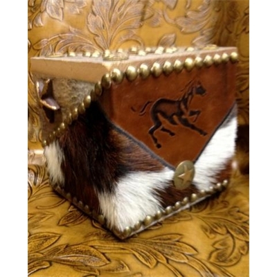 Running Horses Cowhide Boutique Tissue Box